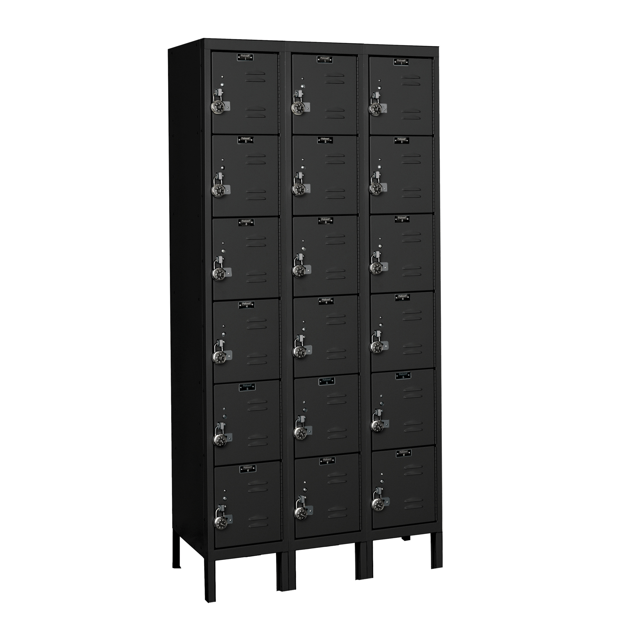 Hallowell, Six Tier ReadyBuilt Locker, Height 78 in, Width 36 in, Color Black, Model# URB3258-6A-ME